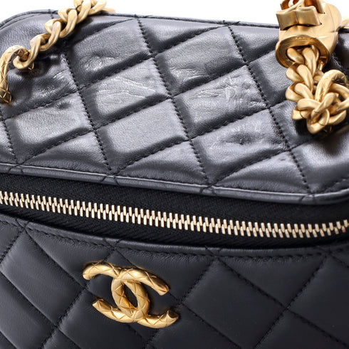 All Slide Long Vanity Case with Chain Quilted Lambskin Small