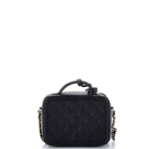 Filigree Vanity Case Quilted Caviar Small