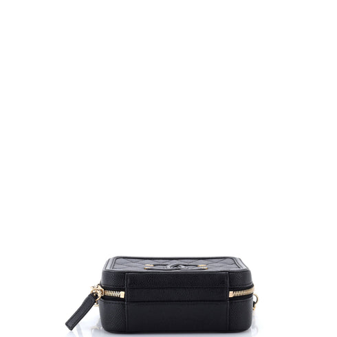 Filigree Vanity Case Quilted Caviar Small