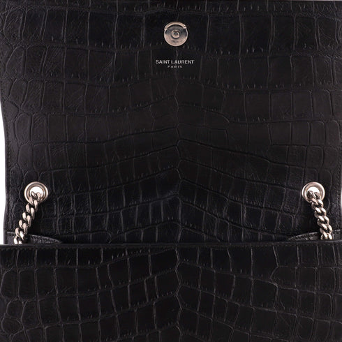 Classic Monogram Tassel Crossbody Bag Crocodile Embossed Leather Medium