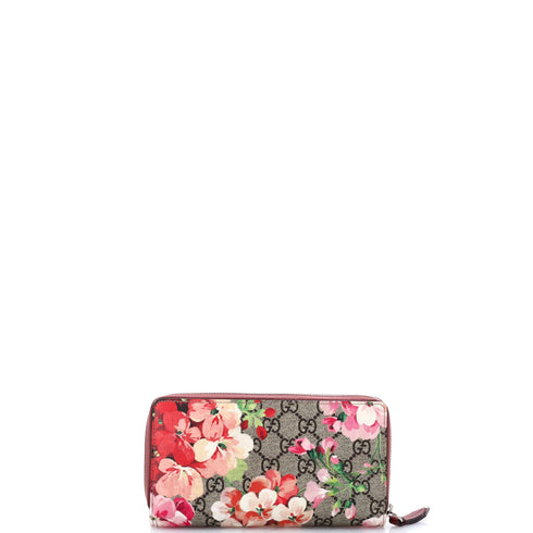 Zip Around Wallet Blooms Print GG Coated Canvas