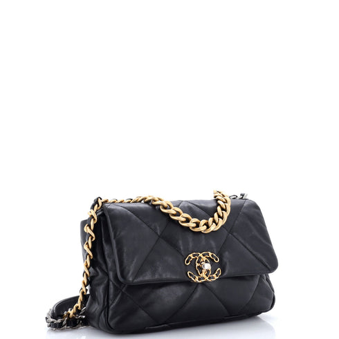 19 Flap Bag Quilted Stitched Lambskin Medium