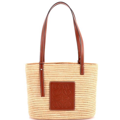 Square Basket Tote Woven Raffia Small