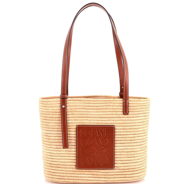 Square Basket Tote Woven Raffia Small