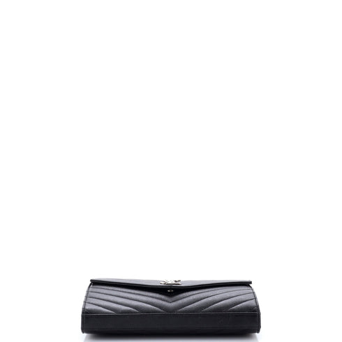 Classic Monogram Wallet on Chain Matelasse Chevron Leather Medium