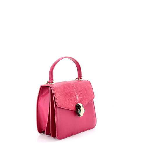 Serpenti Forever Top Handle Bag Leather and Stingray Small