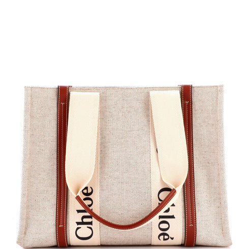 Woody Tote Canvas with Leather Medium
