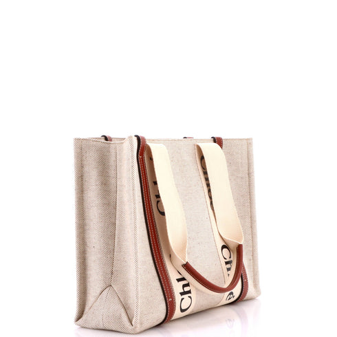 Woody Tote Canvas with Leather Medium