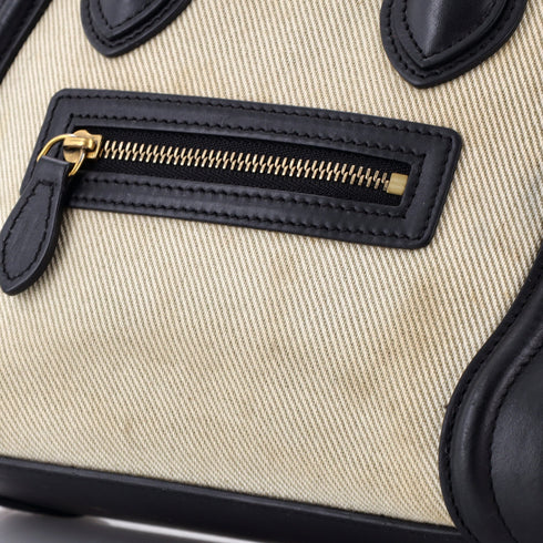 Bicolor Luggage Bag Canvas and Leather Nano