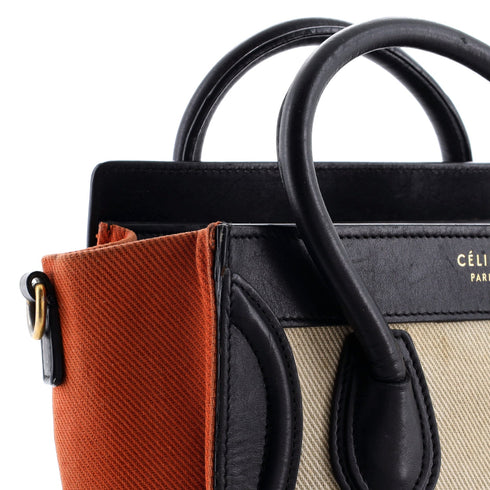 Bicolor Luggage Bag Canvas and Leather Nano
