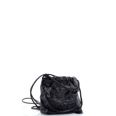 So Black 22 Chain Hobo Quilted Calfskin Mini