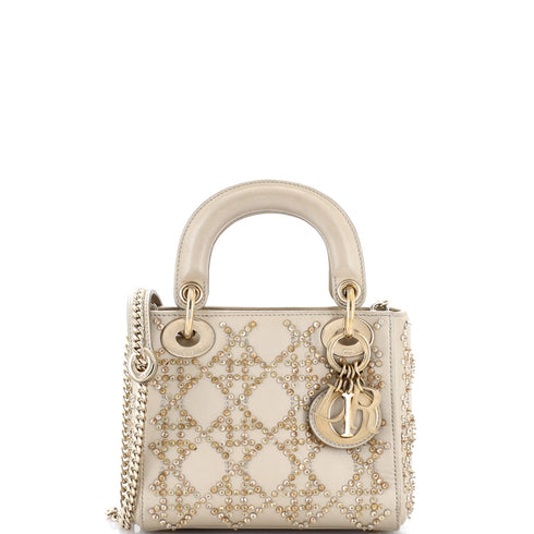 Lady Dior Chain Bag Crystal Embellished Cannage Quilt Leather Mini