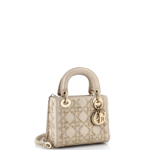 Lady Dior Chain Bag Crystal Embellished Cannage Quilt Leather Mini