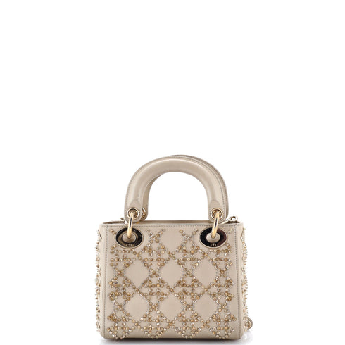 Lady Dior Chain Bag Crystal Embellished Cannage Quilt Leather Mini
