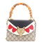 Broche Bamboo Top Handle Bag GG Coated Canvas and Leather Mini