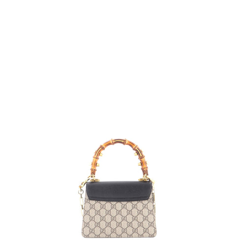Broche Bamboo Top Handle Bag GG Coated Canvas and Leather Mini