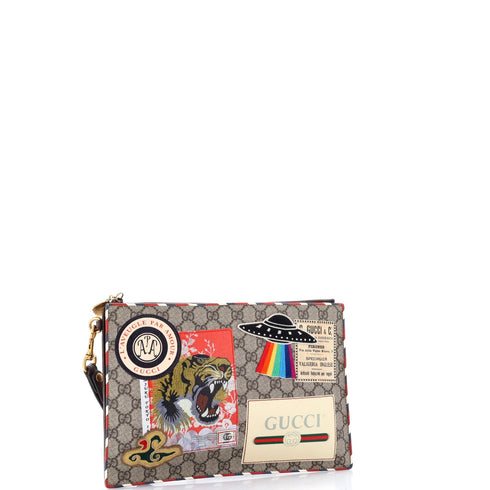 Courrier Pouch GG Coated Canvas with Applique