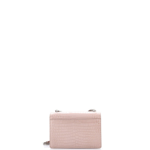 Sunset Chain Wallet Crocodile Embossed Leather