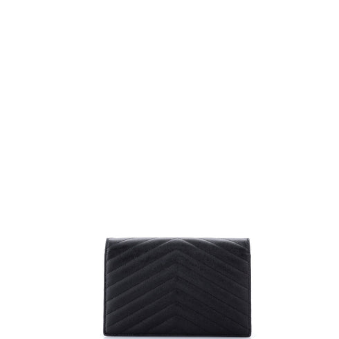 Classic Monogram Wallet on Chain Matelasse Chevron Leather Small