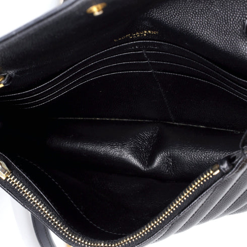 Classic Monogram Wallet on Chain Matelasse Chevron Leather Small