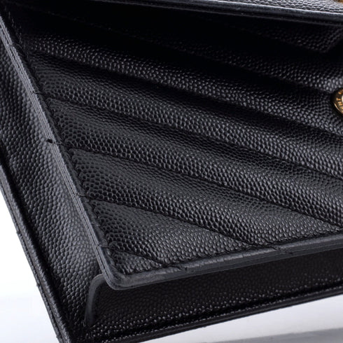 Classic Monogram Wallet on Chain Matelasse Chevron Leather Small