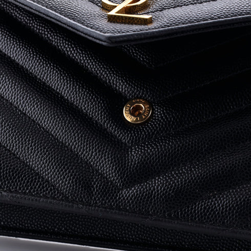 Classic Monogram Wallet on Chain Matelasse Chevron Leather Small