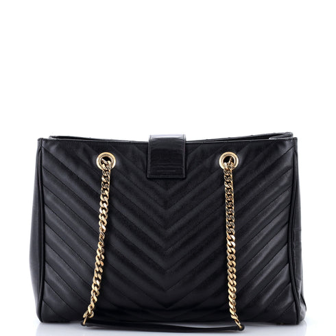 Classic Monogram Shopper Matelasse Chevron Leather Large