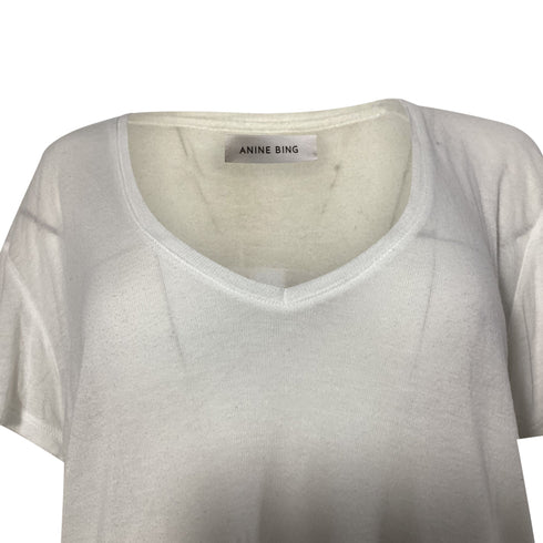 Women's Anine Bing V-neck T-shirt in White Silk
