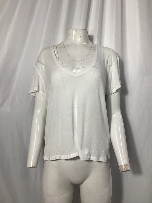 Women's Anine Bing V-neck T-shirt in White Silk