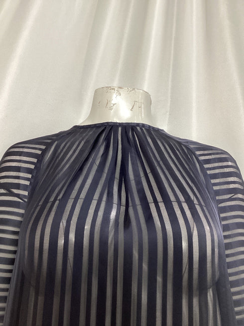 Women's Zimmermann Mesh Striped Blouse in Navy Blue Polyester