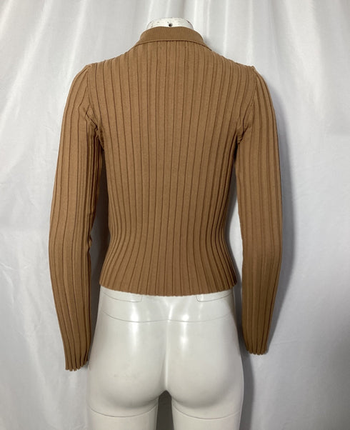 Women's Anine Bing Joslyn Rib Knit Cardigan in Brown Rayon