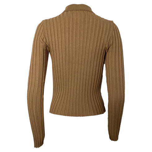 Women's Anine Bing Joslyn Rib Knit Cardigan in Brown Rayon
