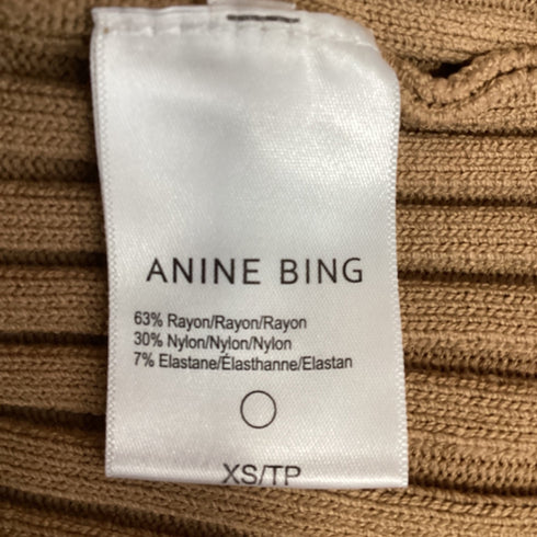 Women's Anine Bing Joslyn Rib Knit Cardigan in Brown Rayon