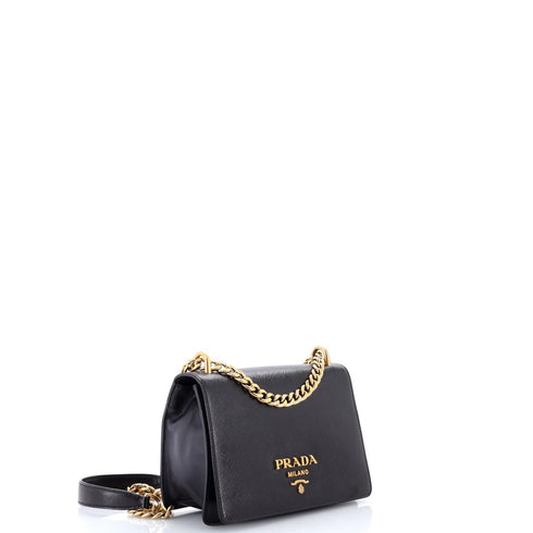 Chain Flap Bag Vernice Saffiano Leather Small