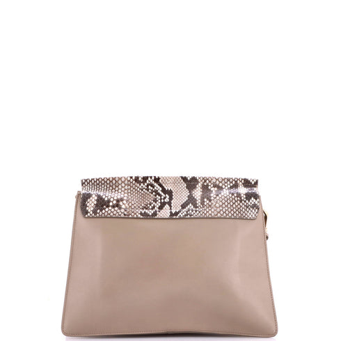 Faye Shoulder Bag Python and Suede Medium