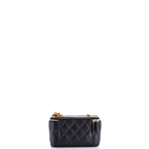 All Slide Long Vanity Case with Chain Quilted Lambskin Small