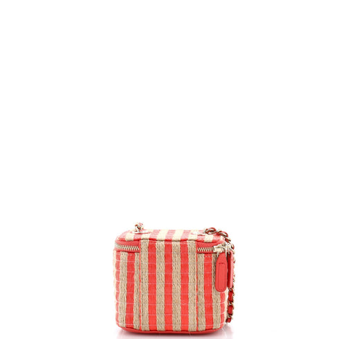 Classic Vanity Case with Chain Striped Raffia and Jute Mini