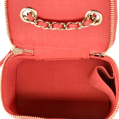 Classic Vanity Case with Chain Striped Raffia and Jute Mini