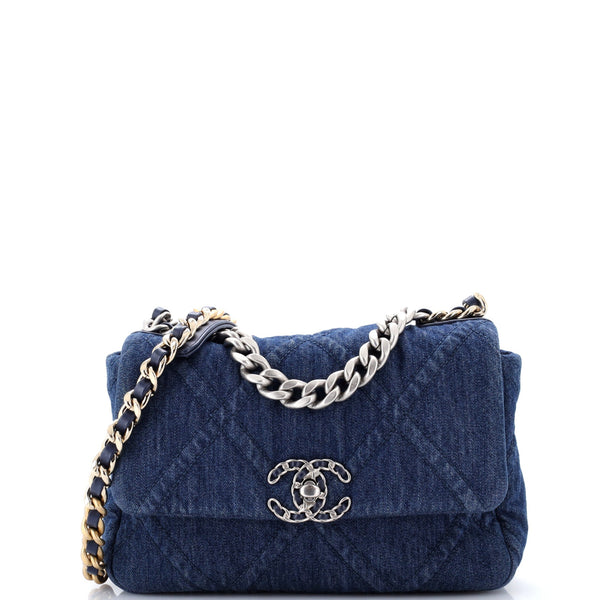 19 Flap Bag Quilted Denim Medium