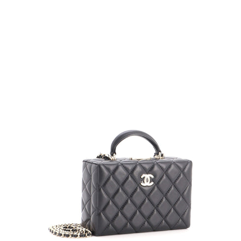 Top Handle Box Bag Quilted Lambskin Small