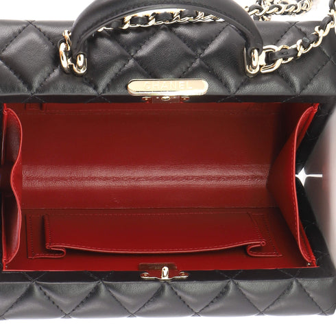 Top Handle Box Bag Quilted Lambskin Small