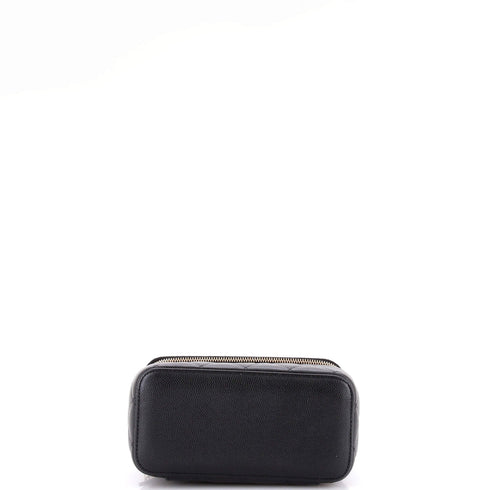 Classic Vanity Case with Chain Quilted Caviar Small