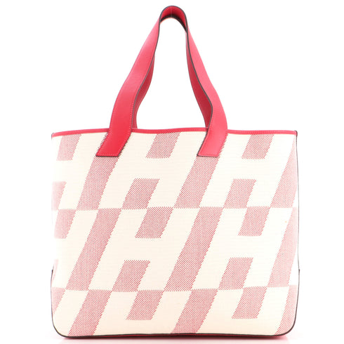 Cabas H en Biais Tote Canvas with Leather 40