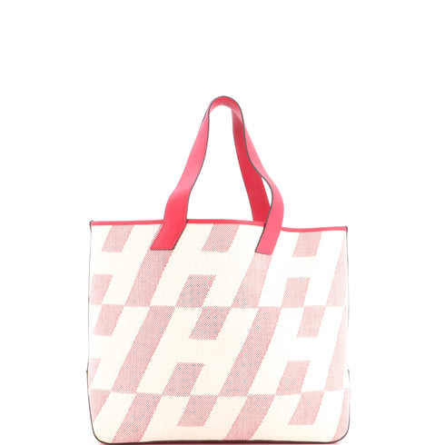 Cabas H en Biais Tote Canvas with Leather 40