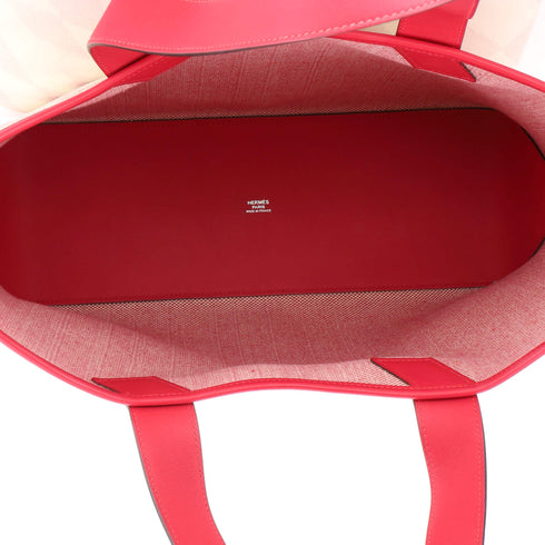 Cabas H en Biais Tote Canvas with Leather 40