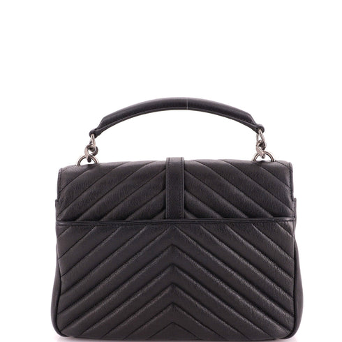 Classic Monogram College Bag Matelasse Chevron Leather Medium