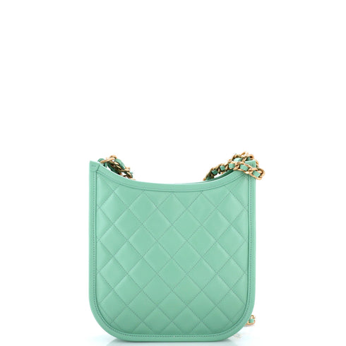CC Front Pocket Chain Hobo Quilted Lambskin Small