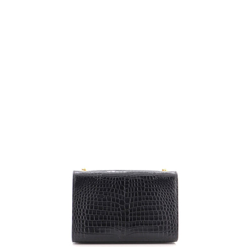 Classic Monogram Tassel Crossbody Bag Crocodile Embossed Leather Small