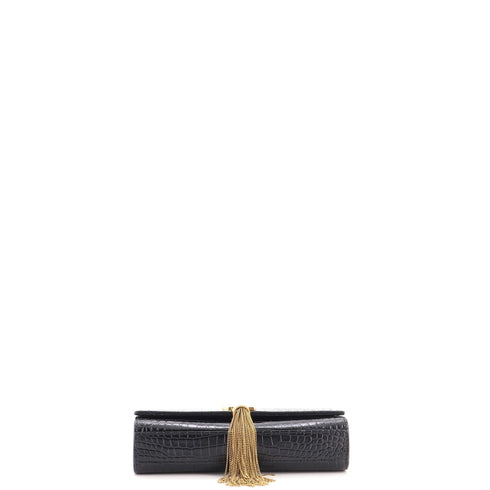 Classic Monogram Tassel Crossbody Bag Crocodile Embossed Leather Small