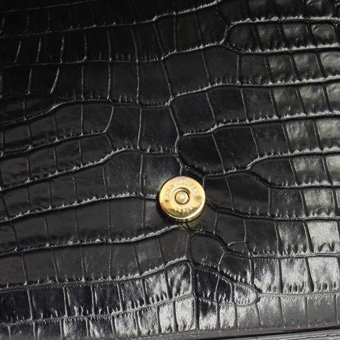 Classic Monogram Tassel Crossbody Bag Crocodile Embossed Leather Small